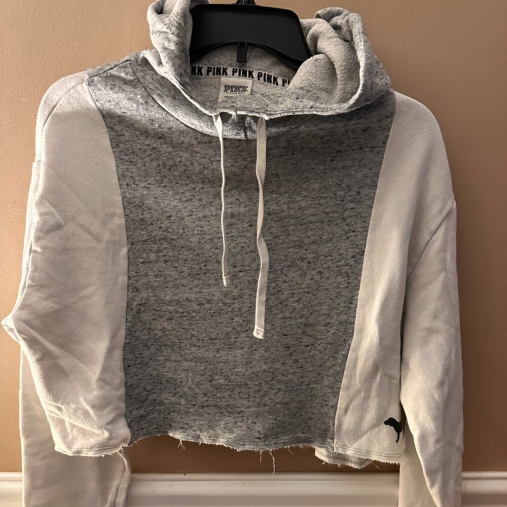 Pink - White /Gray cropped sweatshirt  Size xs